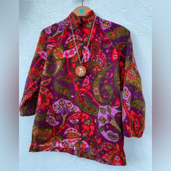 Vintage 60’s Flower Child Groovy Tunic Blouse/ Vintage Boho Hippie Paisley Top - Picture 12 of 13